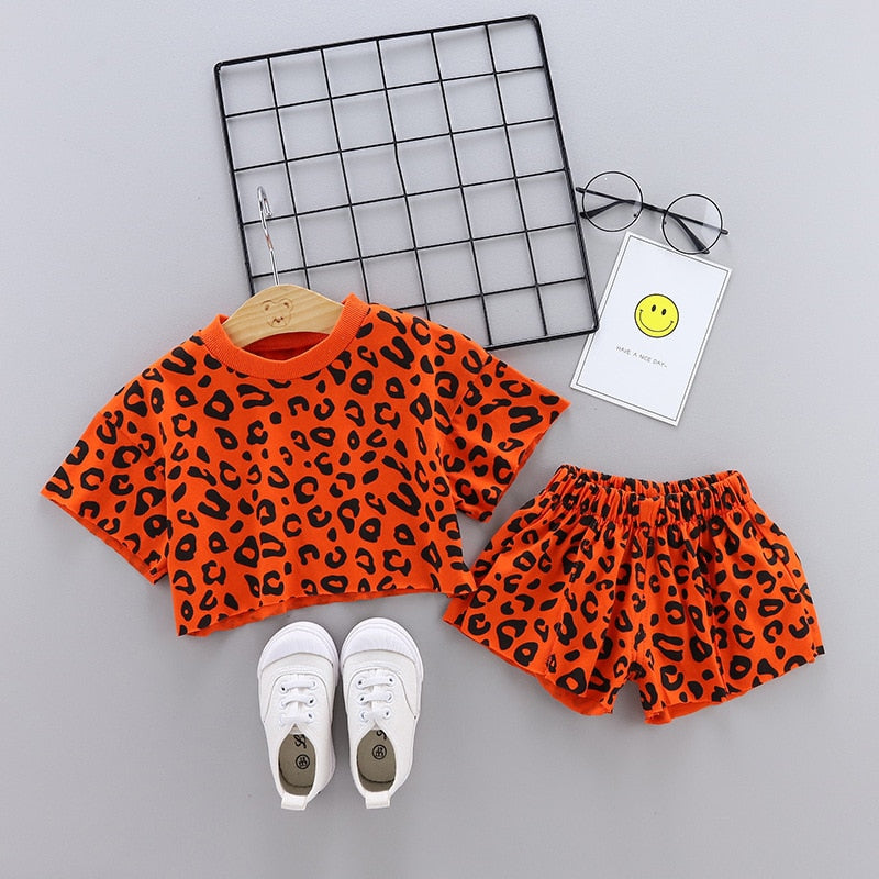 Leopard Print Tee & Shorts Set