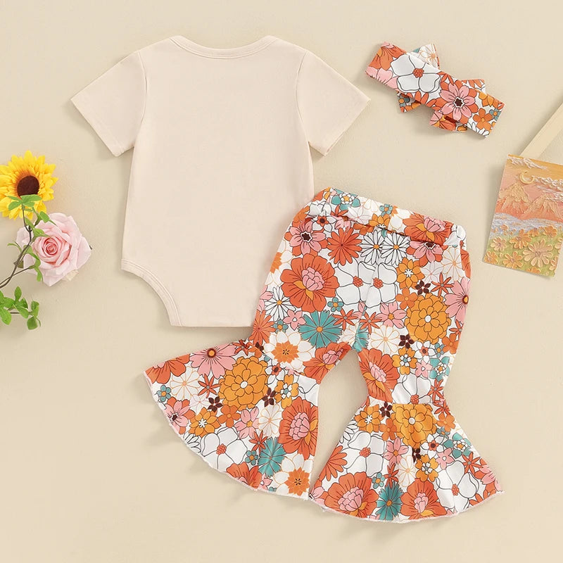 Daddy's Girl Rainbow Floral Flares Set