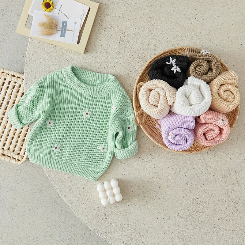 Flower Embroidery Knit Jumper