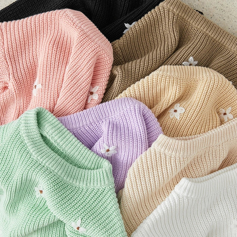 Flower Embroidery Knit Jumper
