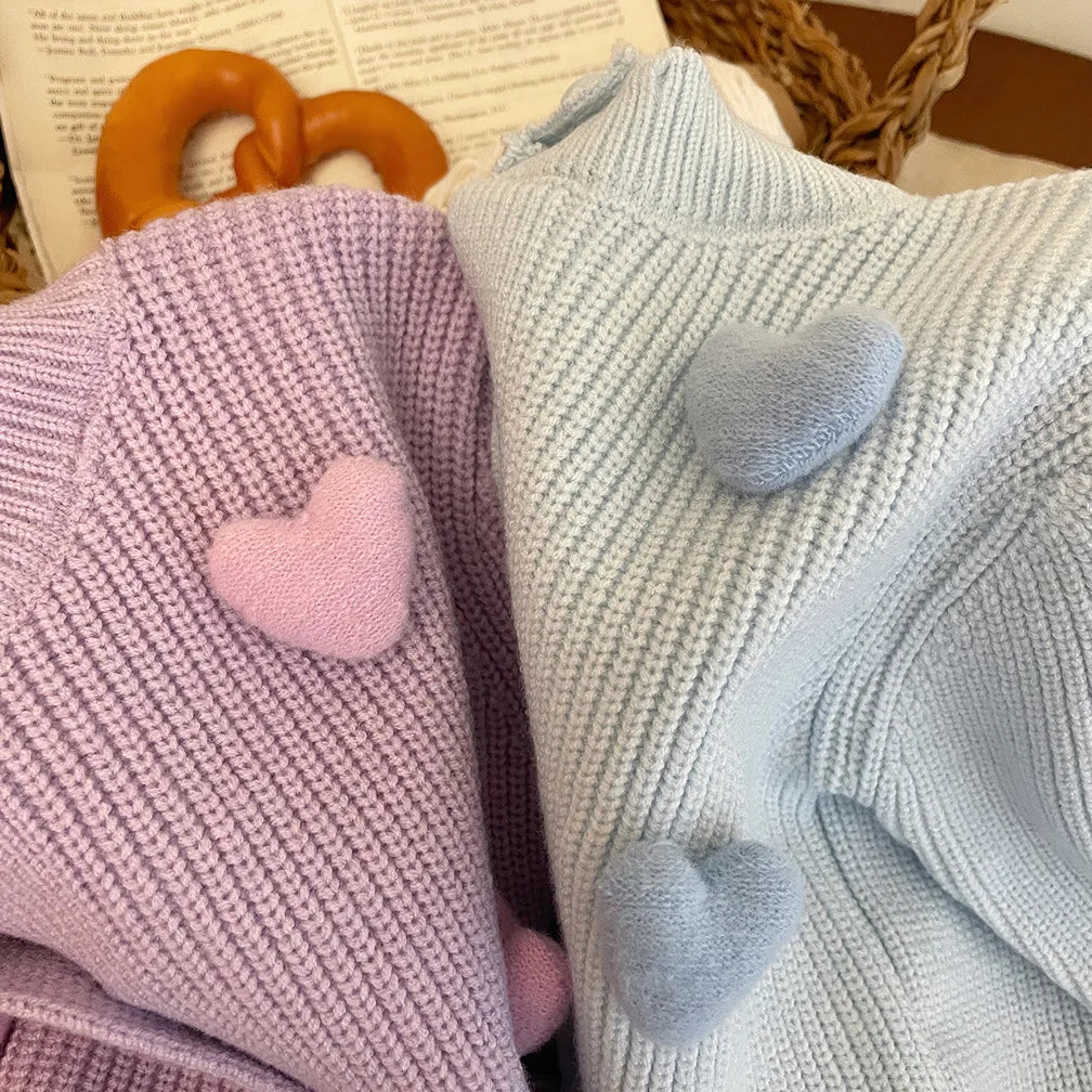 3D Mini Pastel Hearts Cardigan