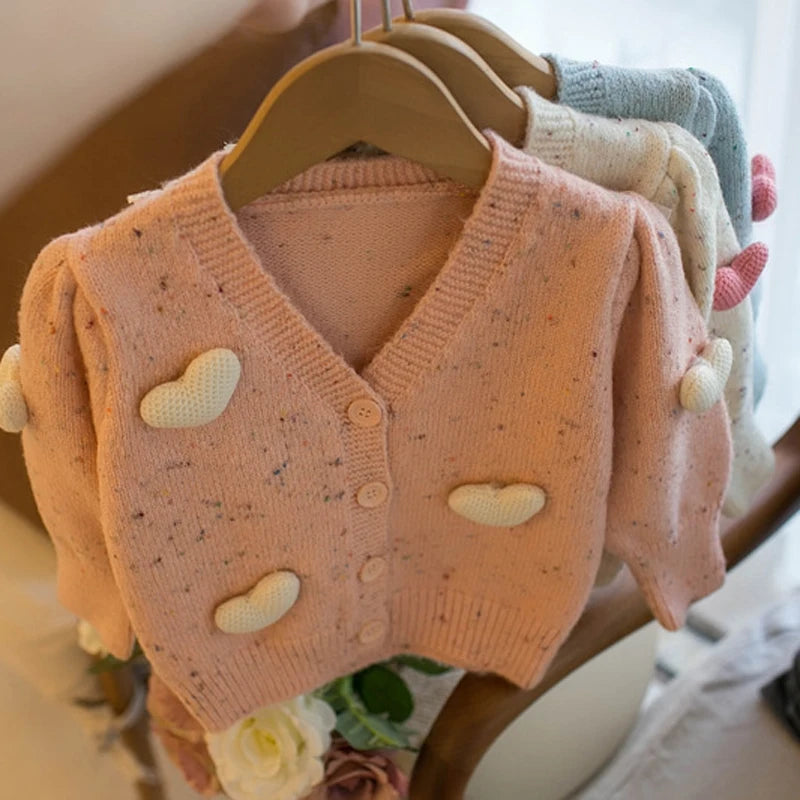 Crochet Knit Love Heart Cardigan