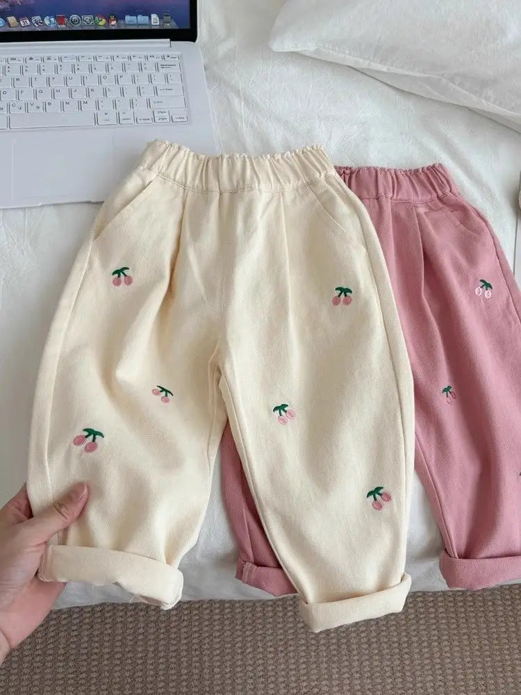 Cherry Embroidery Trousers