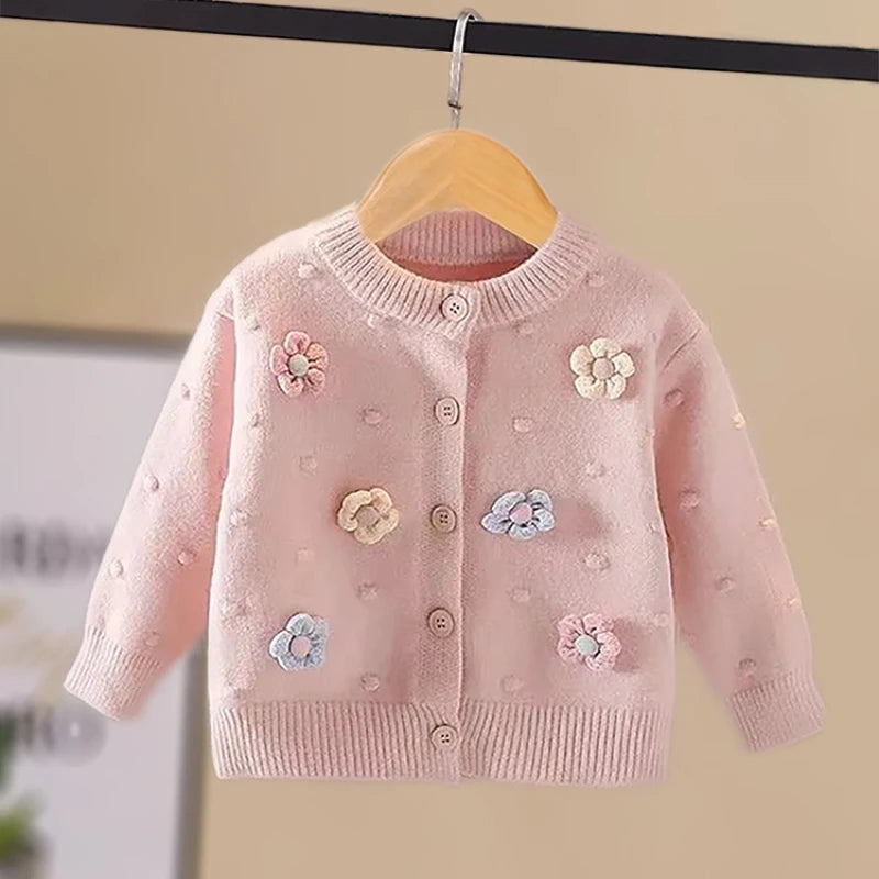 Pastel Crochet Flower Knit Cardigan