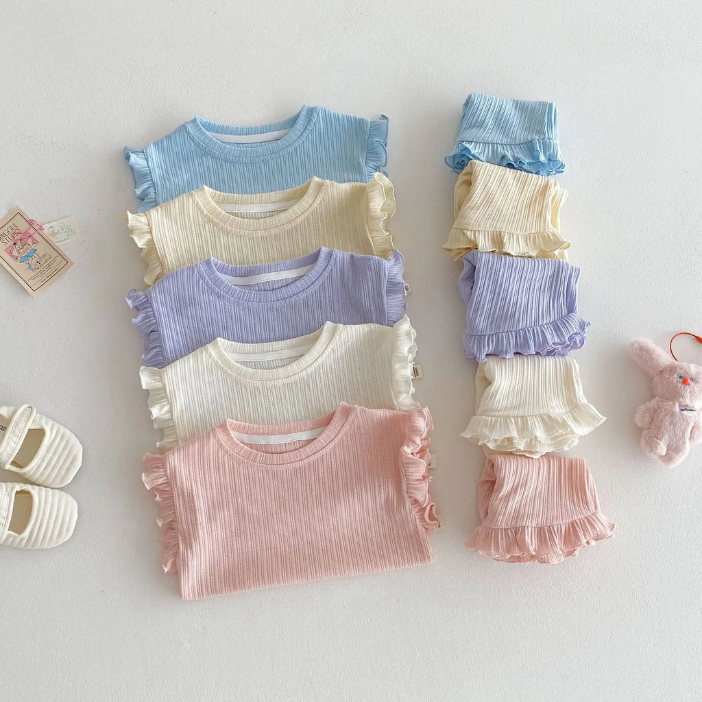 Ruffled Vest & Shorts Set