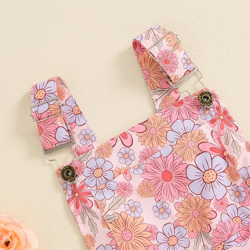 Peony, Sunflowers & Rainbow Print Dungarees