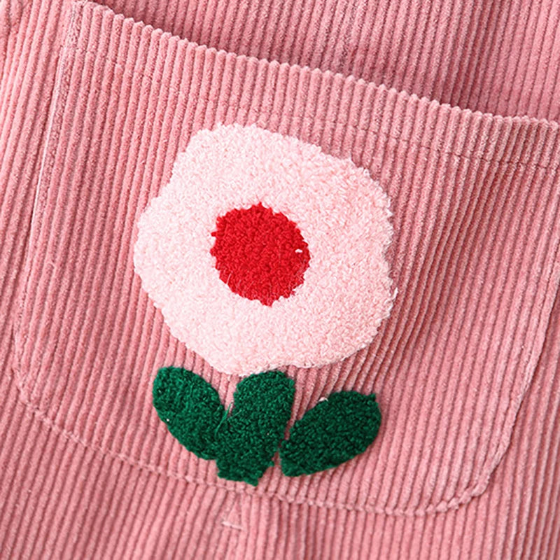 Tulip Embroidery Corduroy Dungarees
