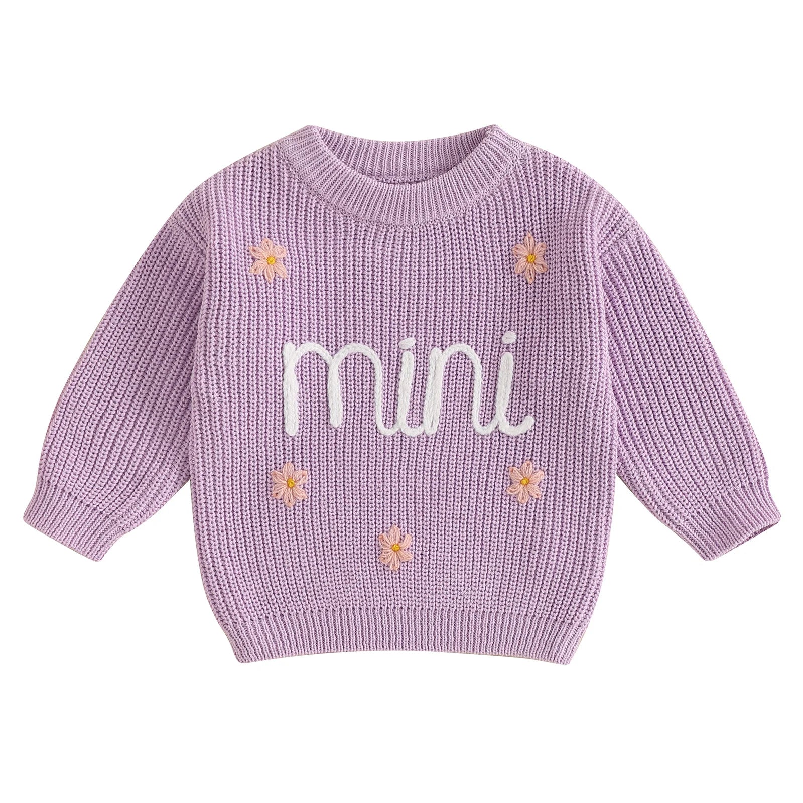 Mini Flower Embroidery Knit Pullover