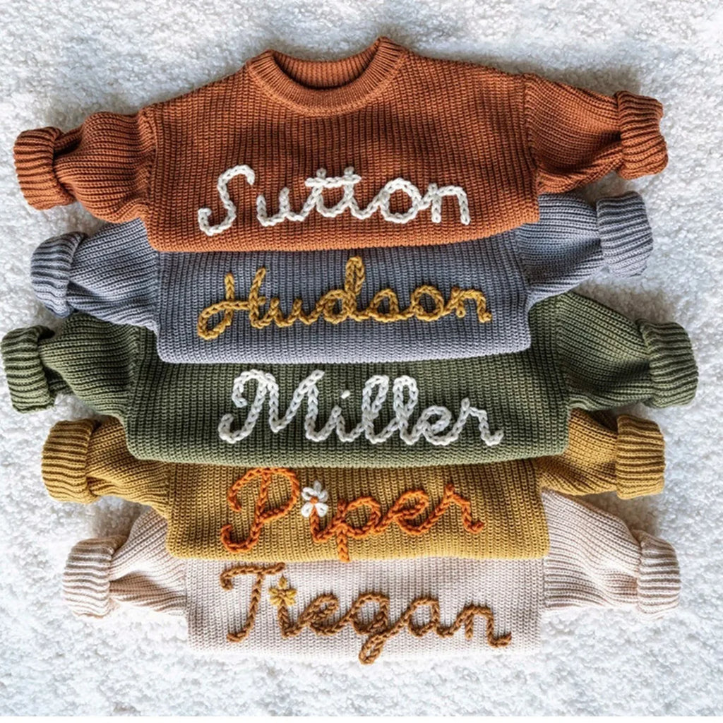 Personalised Yarn Embroidery Knit Pullover