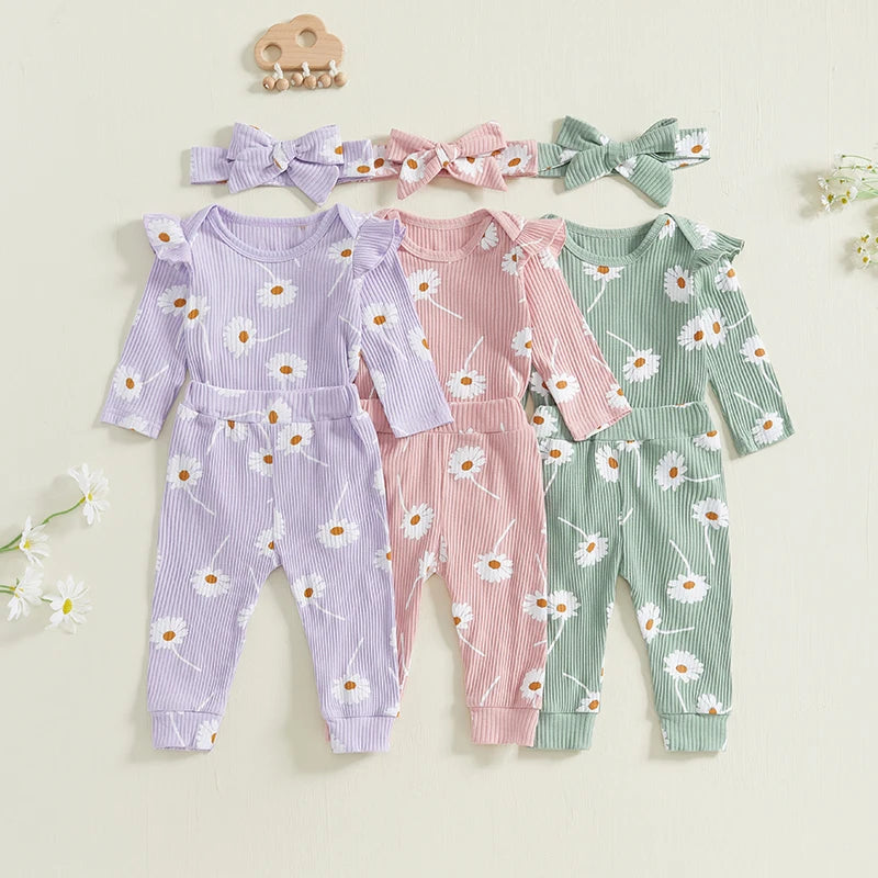 Ribbed Daisy Print 3 Piece Set