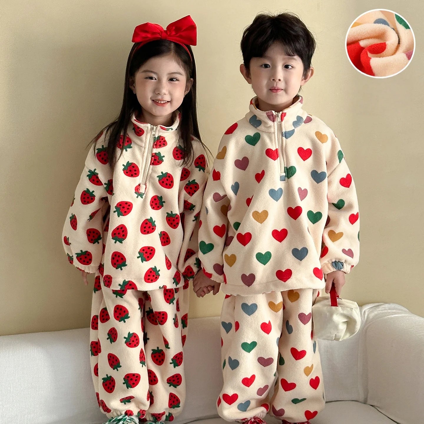 Fleece 2 Piece - Heart / Strawberry