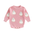Friendly Ghost Embroidery Knit Romper