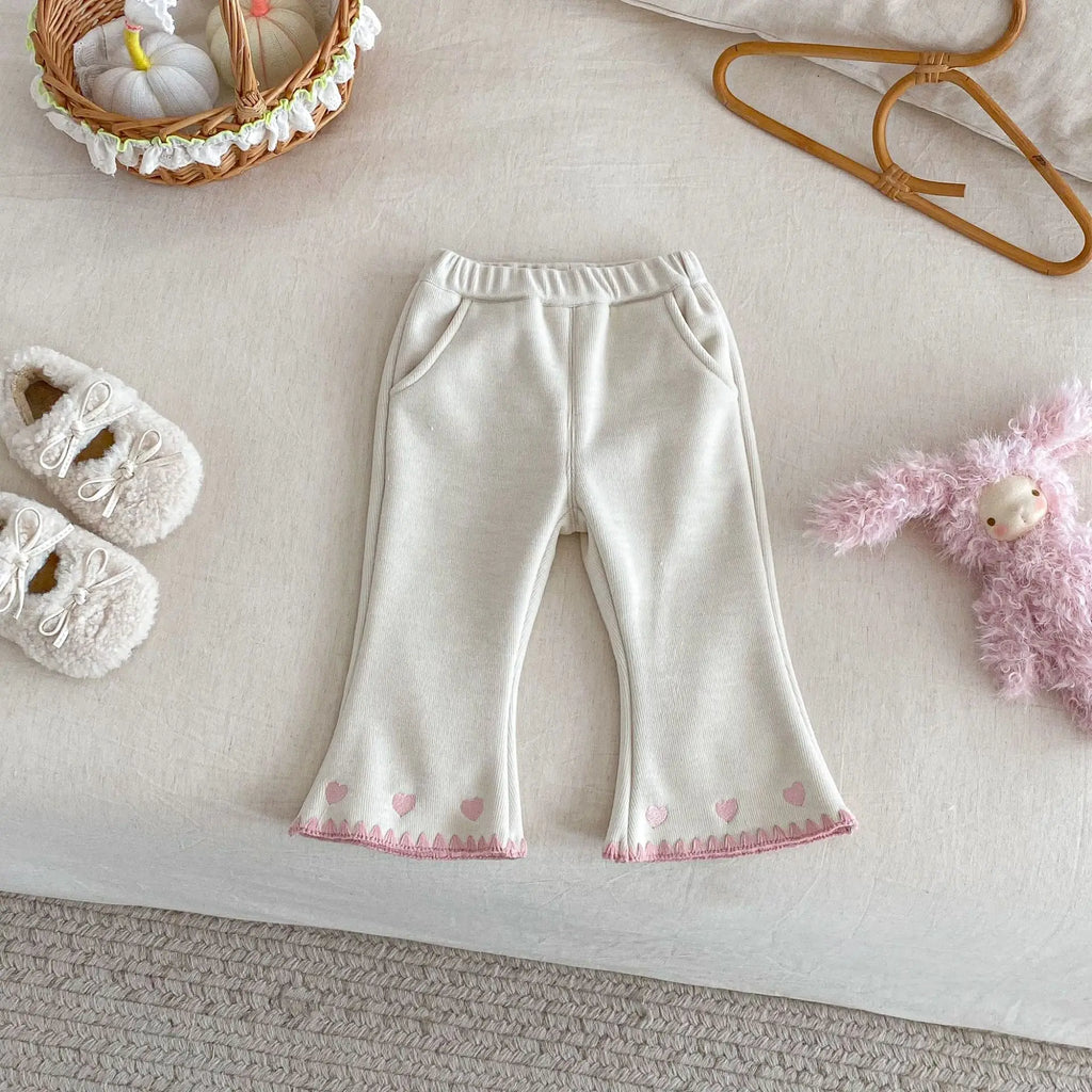 Ribbed Heart-Hem Flares