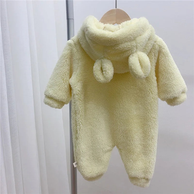 Colour Bear Ear Fleece Romper