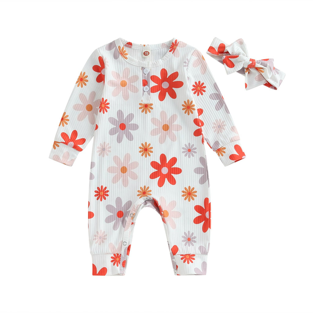 Ribbed Flower Power Romper & Headband