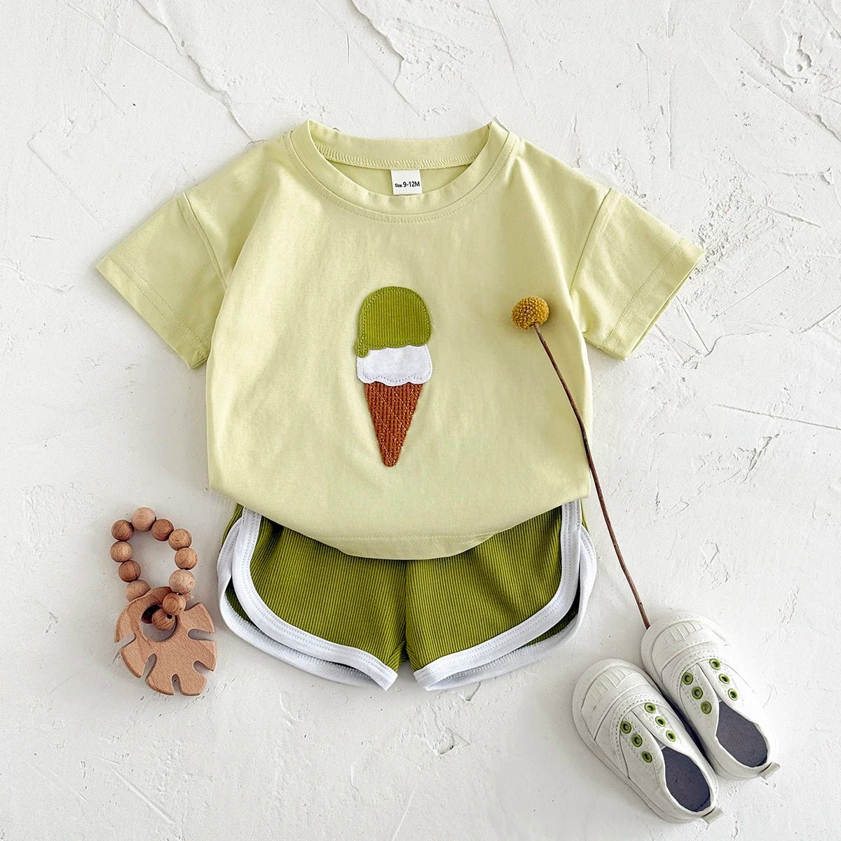 Retro Ice-cream Tee & Shorts Set