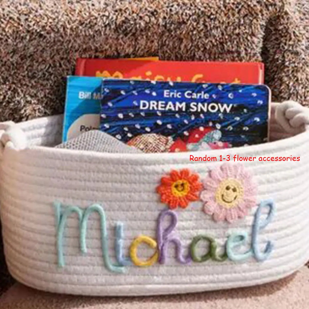 Personalised Name Cotton Rope Storage Basket