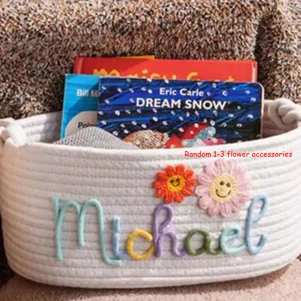 Personalised Name Cotton Rope Storage Basket