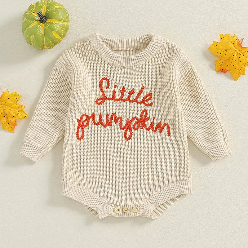 Little Pumpkin Embroidery Romper