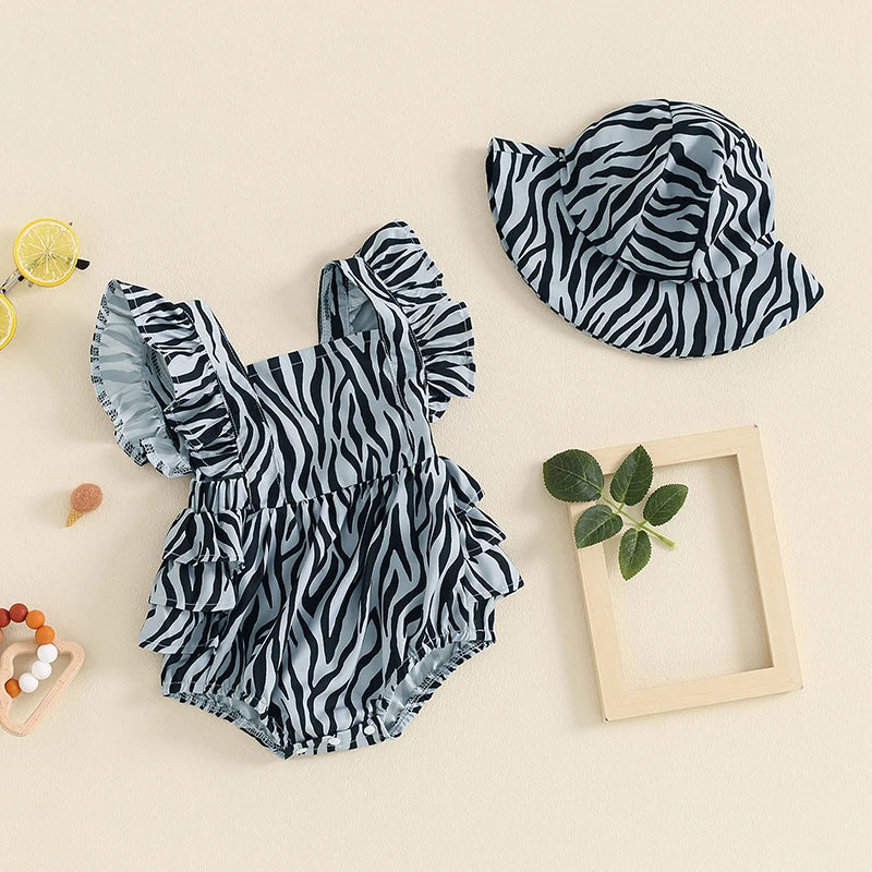 Zebra Print Romper & Sunhat