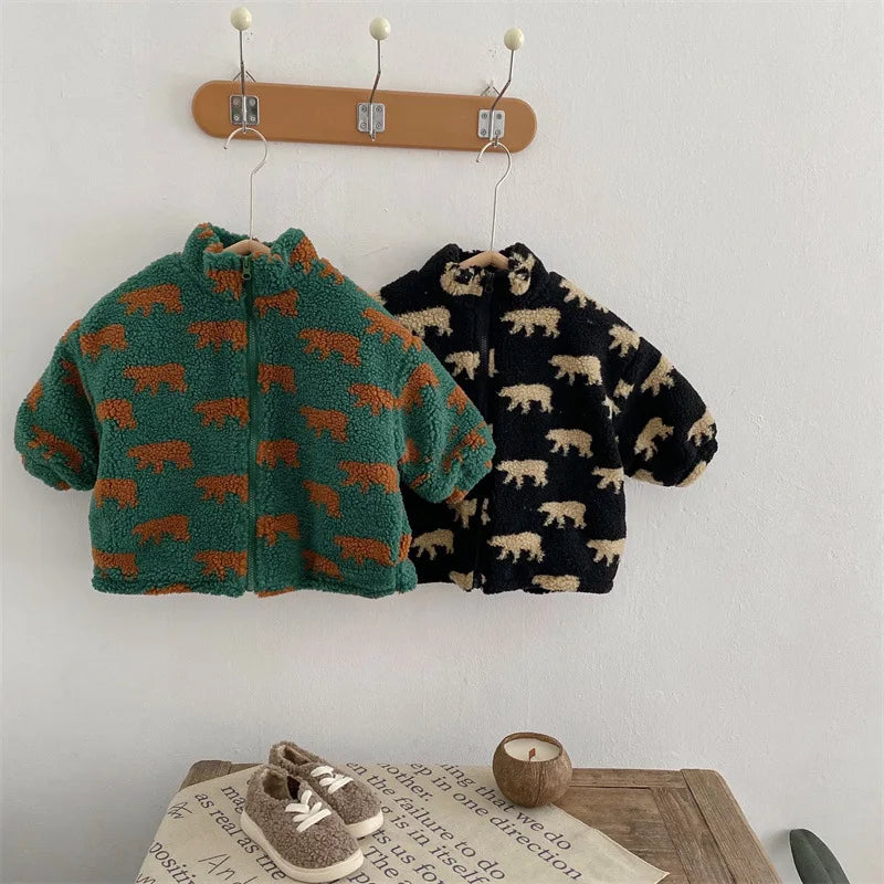 Bear Print Teddy Jacket