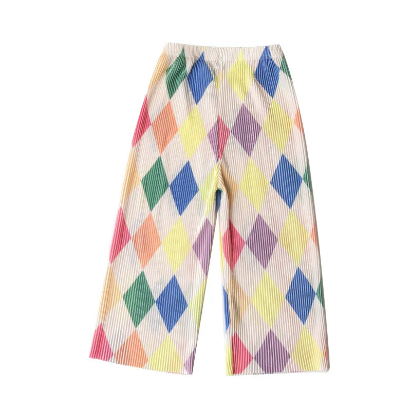 Patterned Wide Leg Trousers