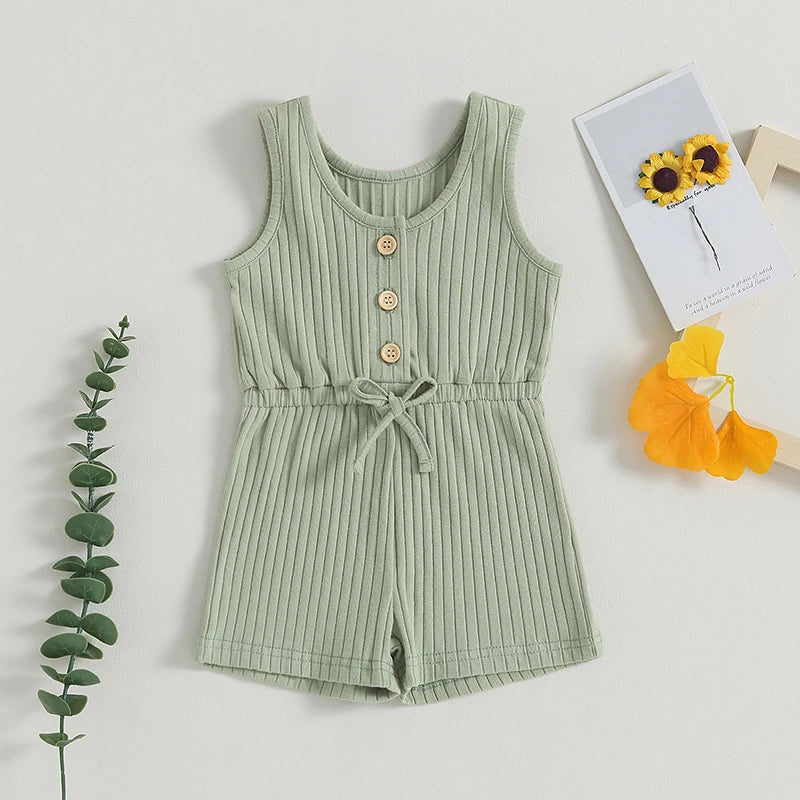 Ribbed Tie-Waist Playsuit