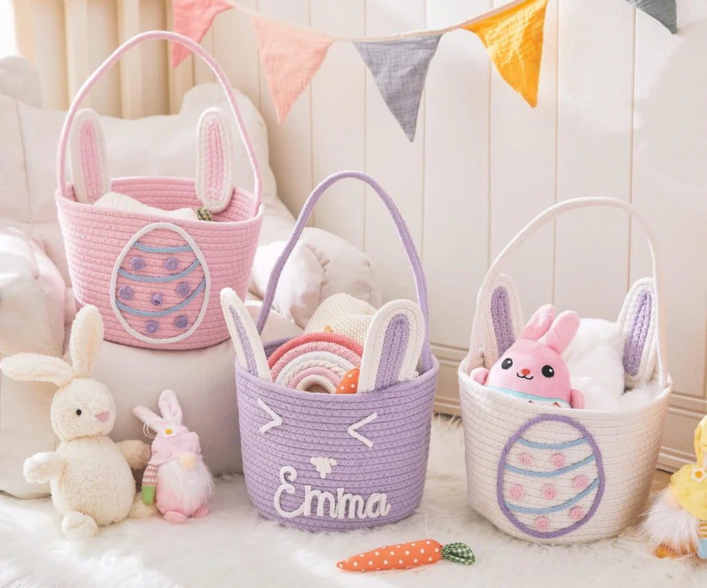 Personalised Easter Bunny Yarn Basket