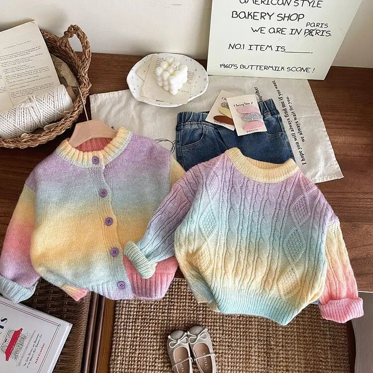 Ombre Rainbow Knit Pullover/Cardigan