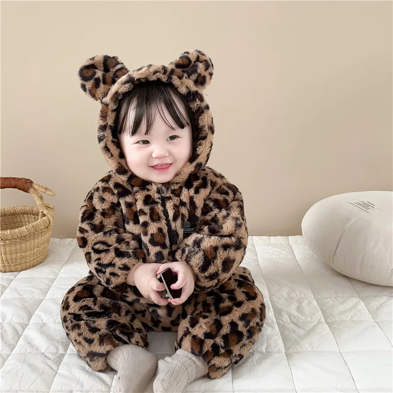 Hooded Leopard Print Jumpsuit