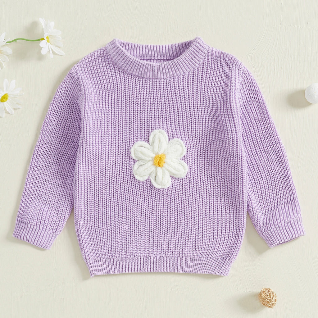 3D Flower Embroidery Pullover