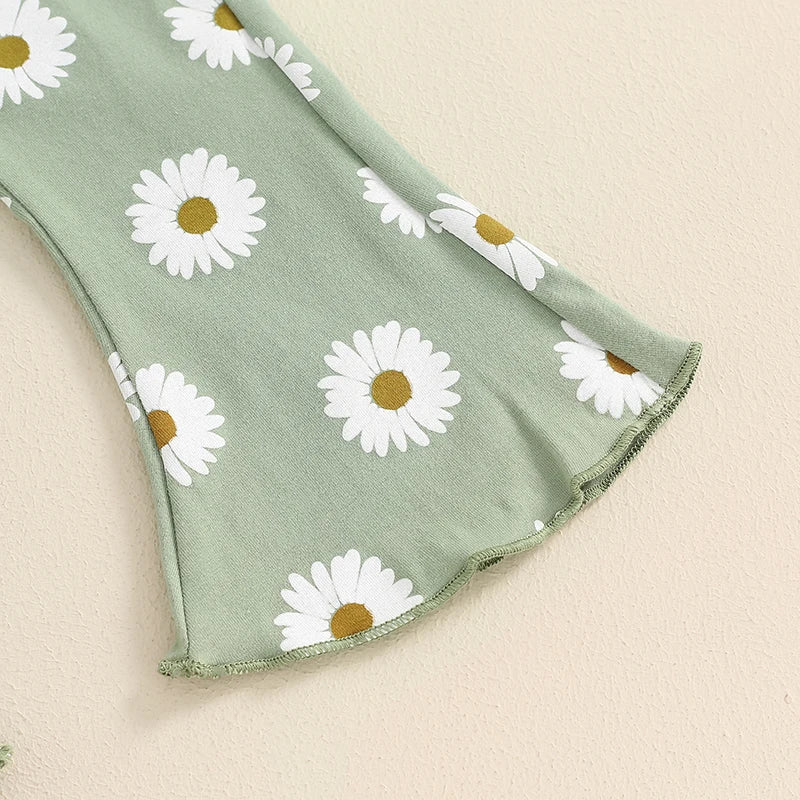 Daisy Print Fly Sleeve Top & Flares Set