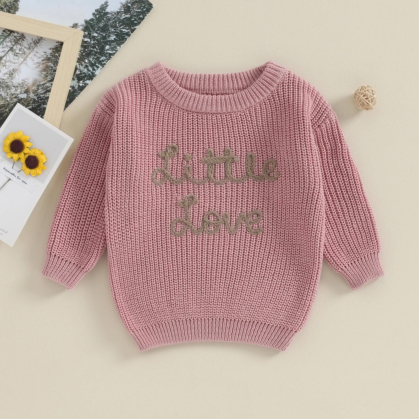 Little Love Knitted Embroidery Pullover