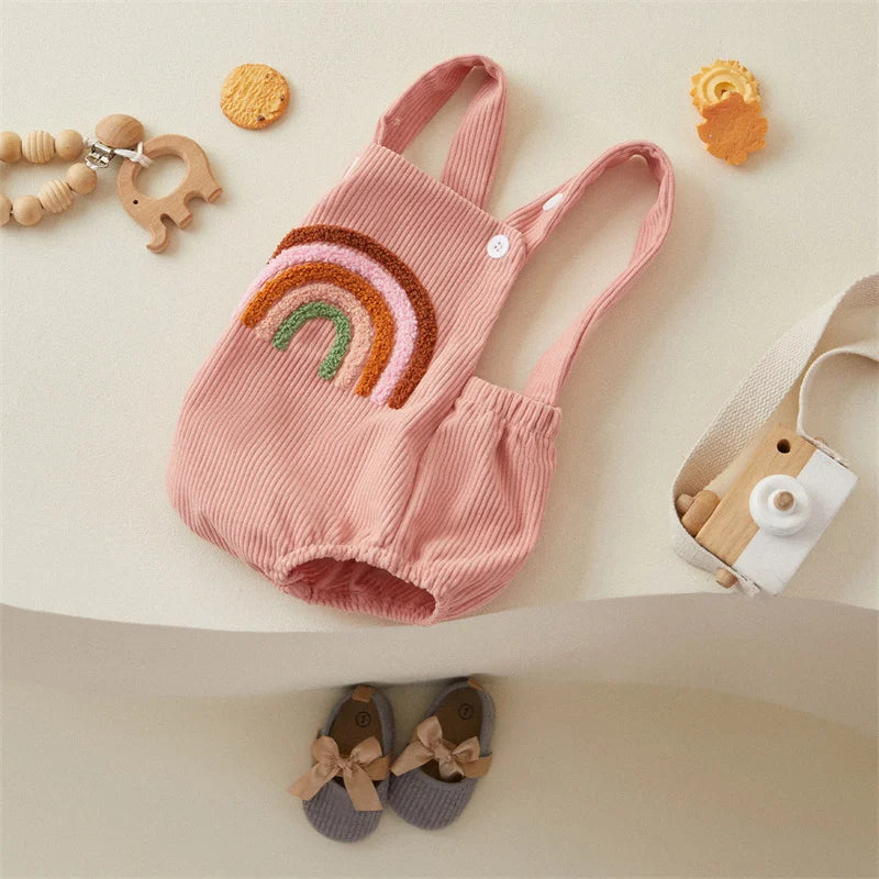 Corduroy Rainbow/Strawberry Romper