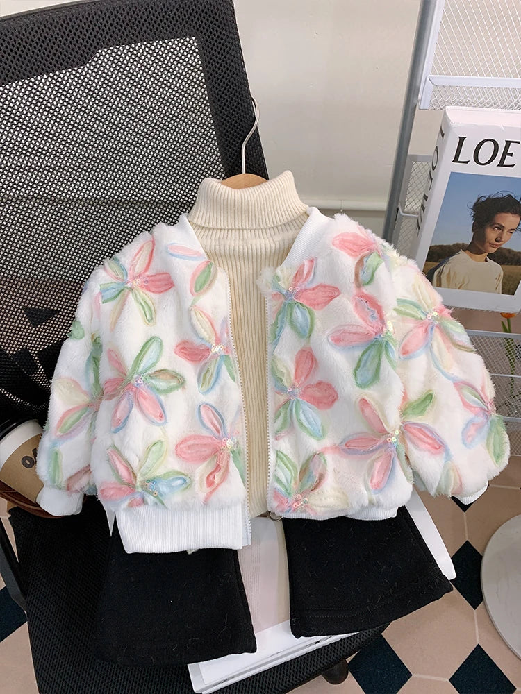 Plush Flower Sequin Jacket