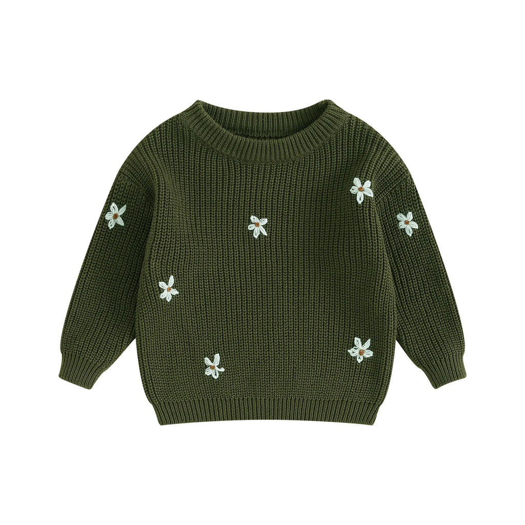 Flower Embroidery Knit Jumper
