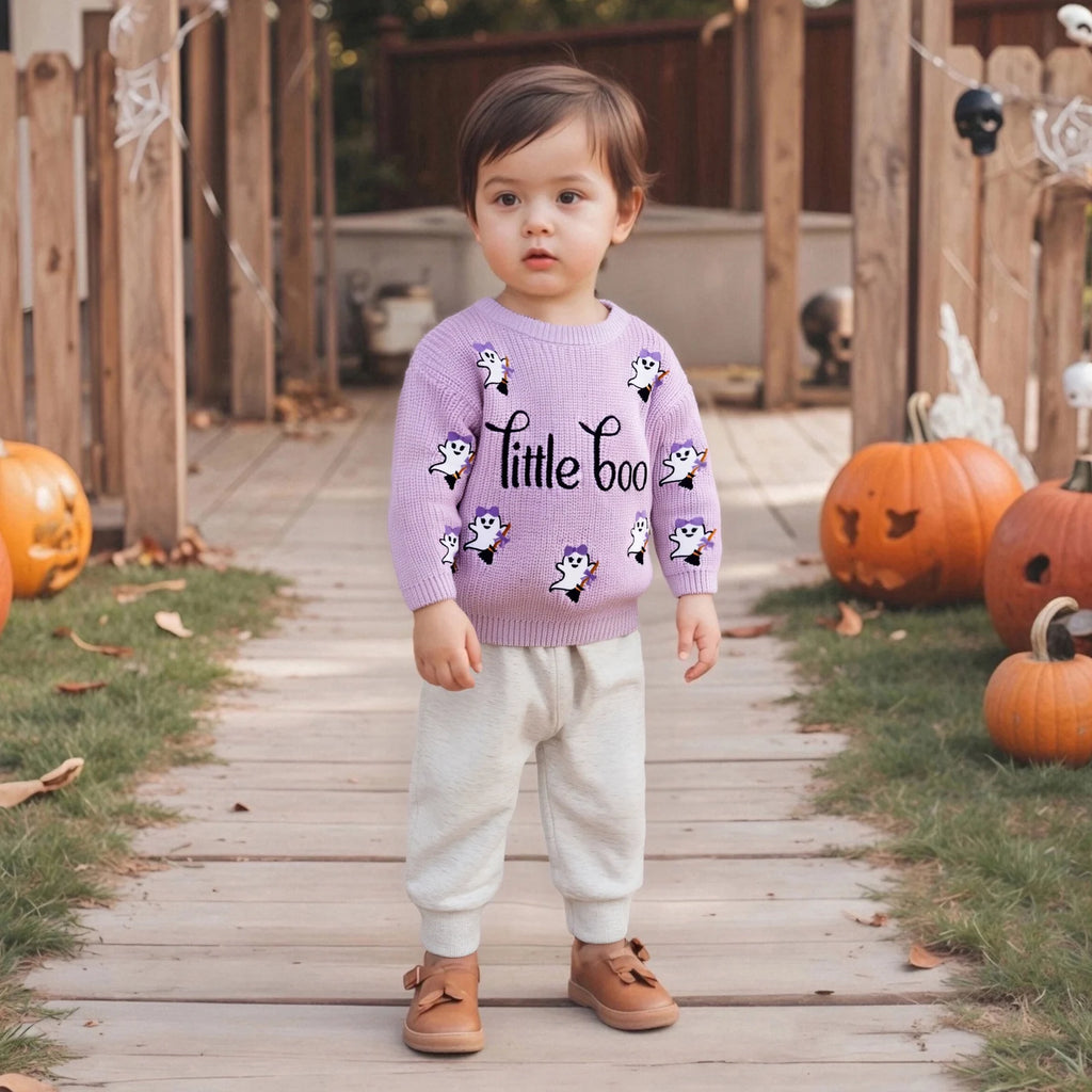 Little Boo Mini Ghost Embroidered Pullover