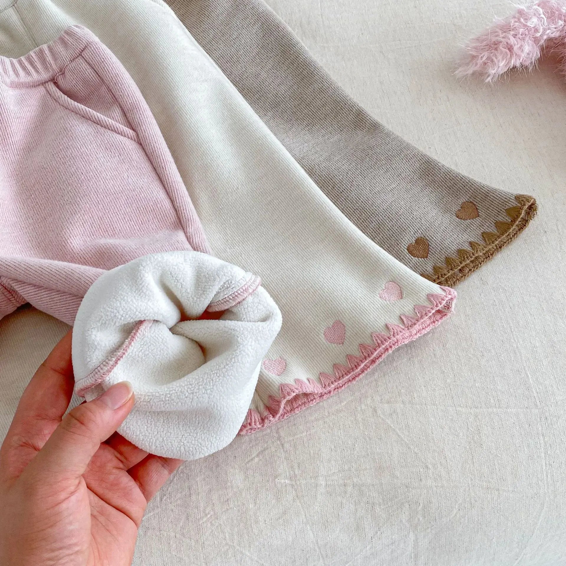 Ribbed Heart-Hem Flares