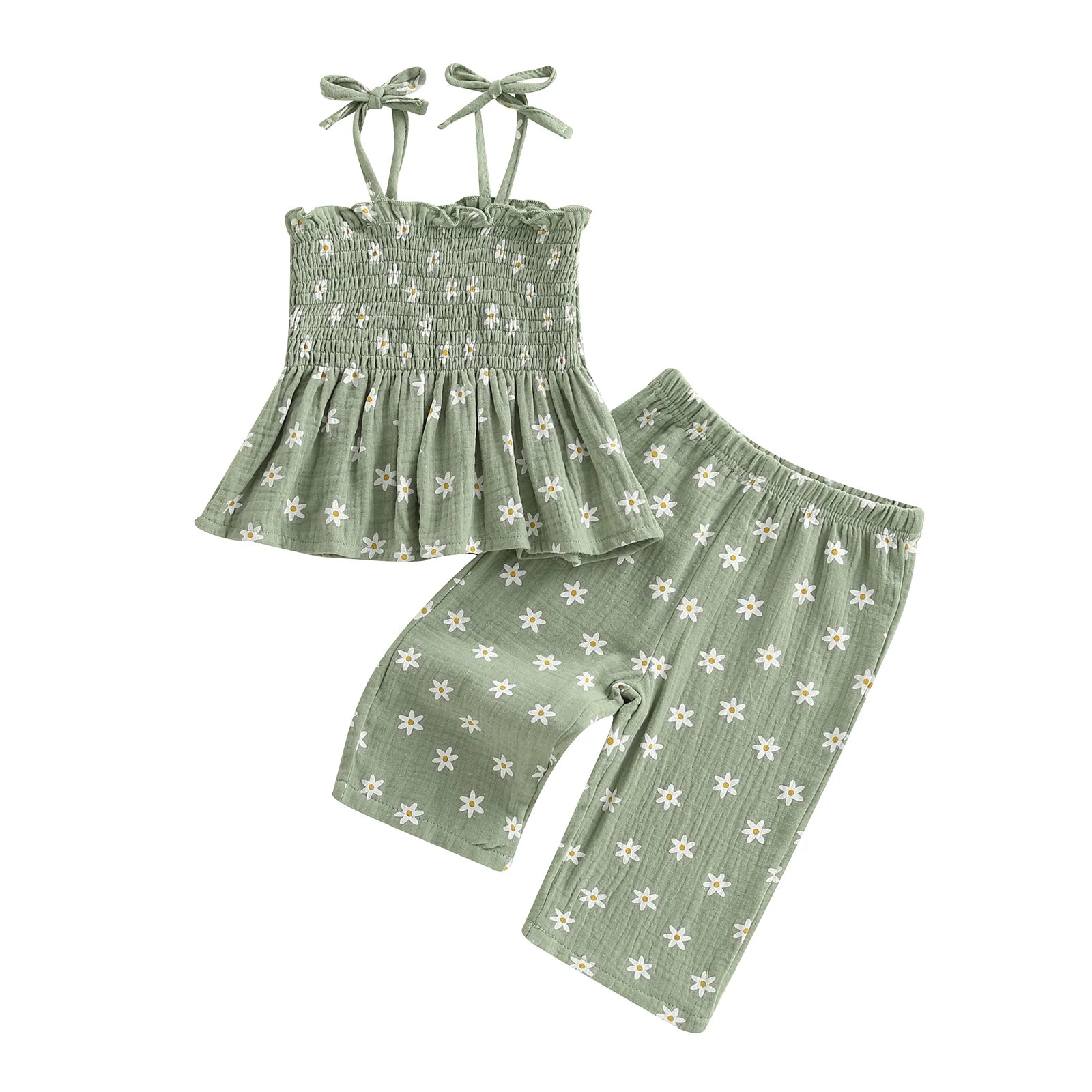 Daisy Print Tie-up Camisole & Trousers Set