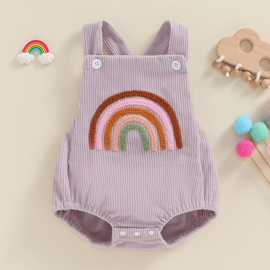 Corduroy Rainbow/Strawberry Romper