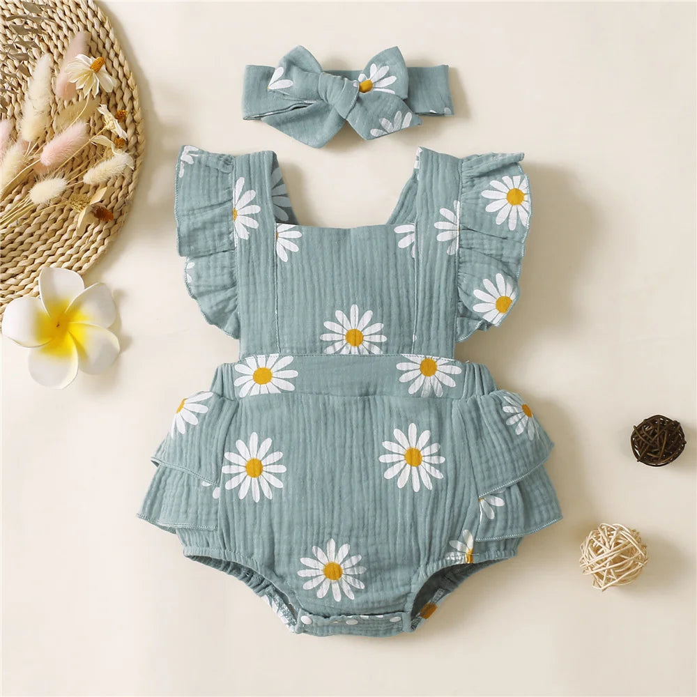 Daisy Ruffle Romper & Headband