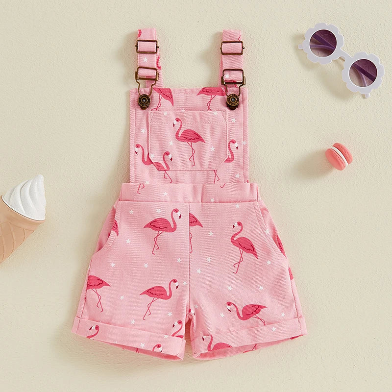 Flamingo Print Dungarees