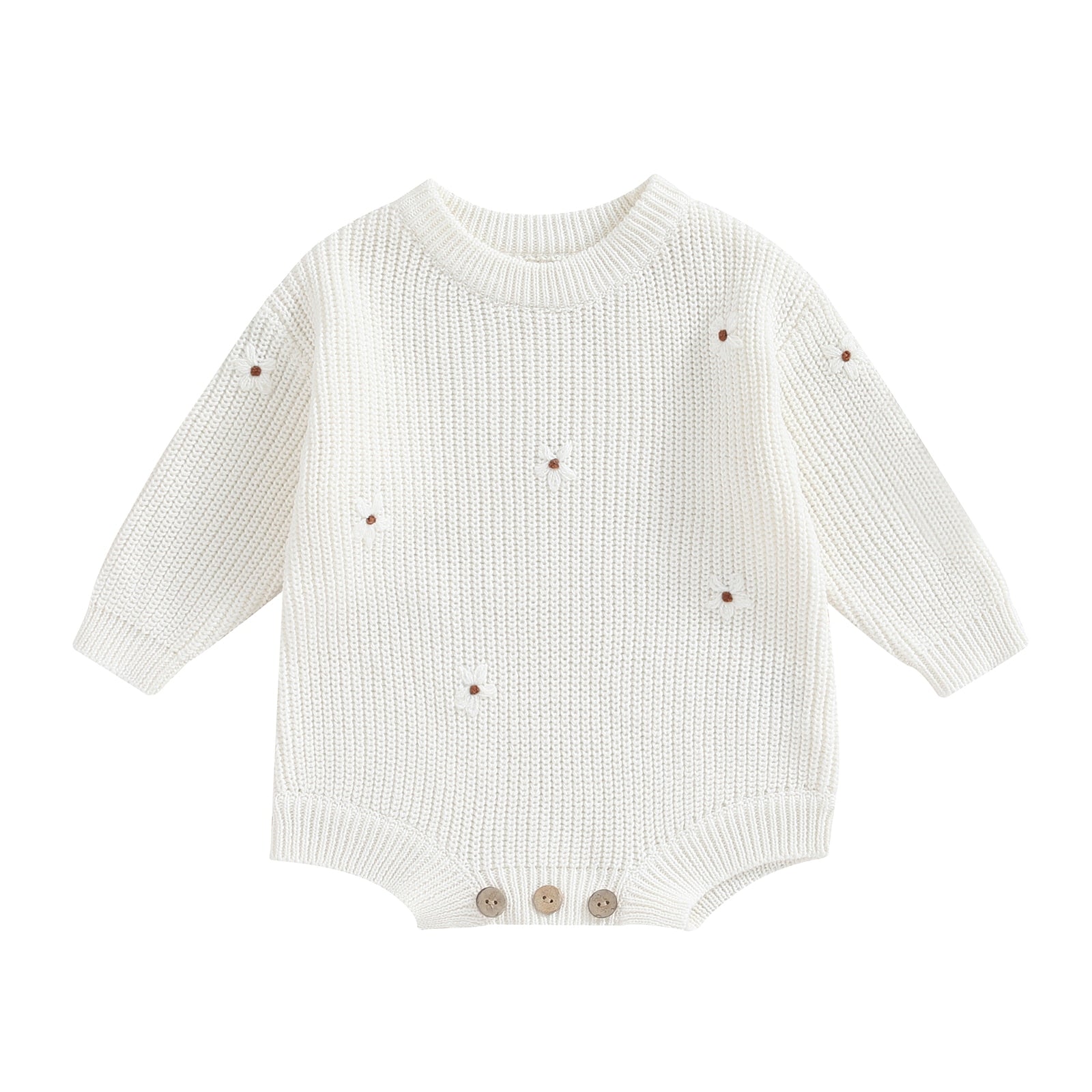 Flower Embroidery Knit Romper