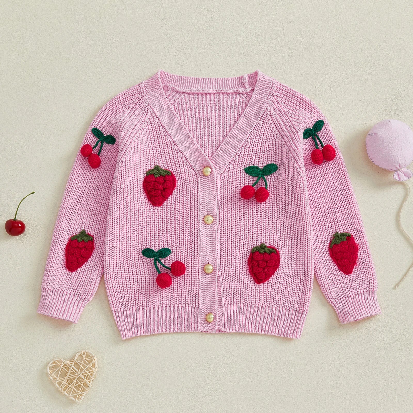Strawberries & Cherries Embroidery Cardigan