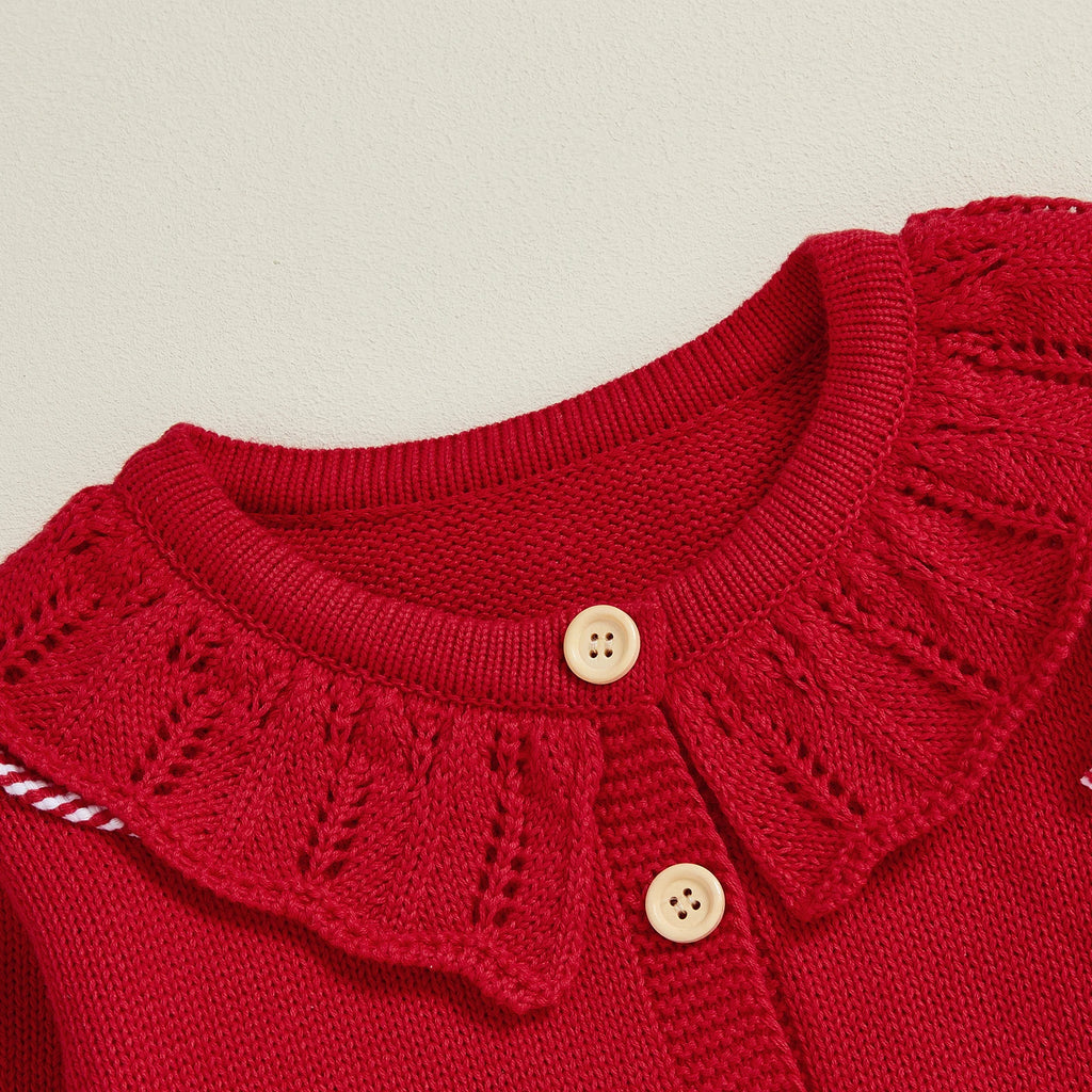 Candy Cane Embroidery Cardigan