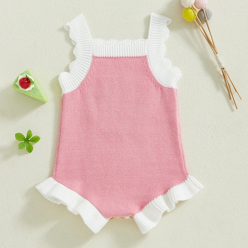 Cherry Heart Ruffle Trim Romper