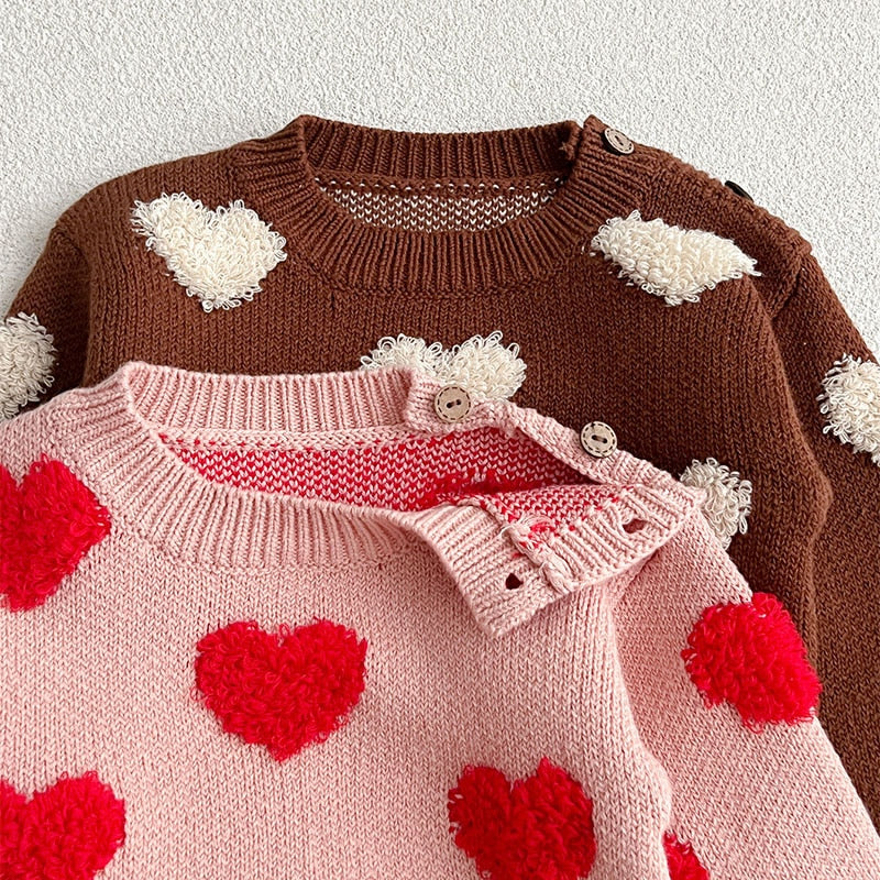 Fuzzy Heart Knit Pullover