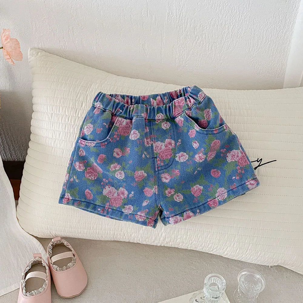 Floral Denim Shorts