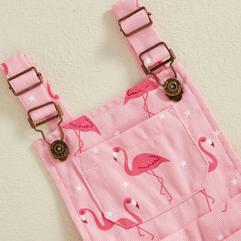 Flamingo Print Dungarees