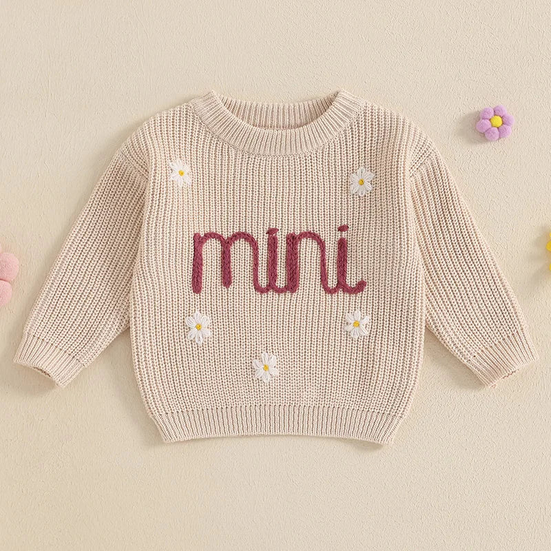 Mini Flower Embroidery Knit Pullover